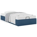 vidaXL Cadre de lit ottoman sans matelas bleu 100x200 cm tissu