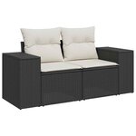 vidaXL Salon de jardin avec coussins 9 Pièces noir résine tressée acacia