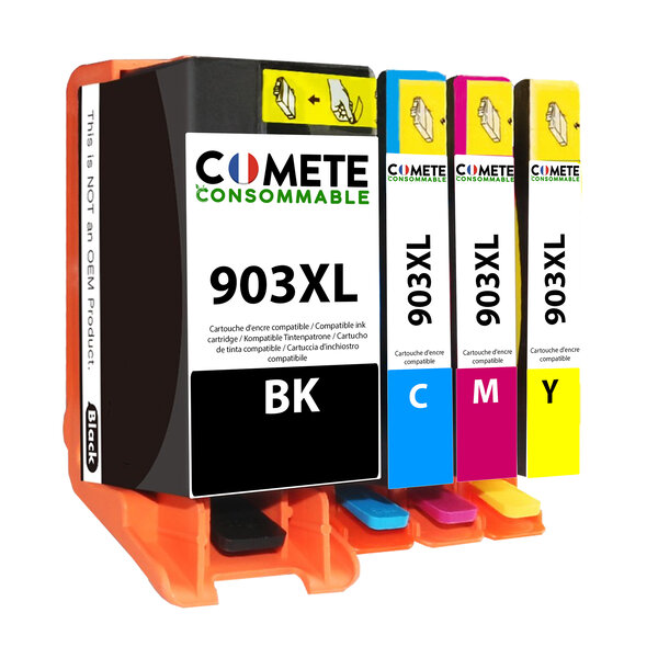 903XL - 4 cartouches d'encre compatibles pour HP 903 XL - COMETE