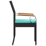 vidaXL Chaises de jardin 4 Pièces Noir et turquoise Poly Rattan et Acacia