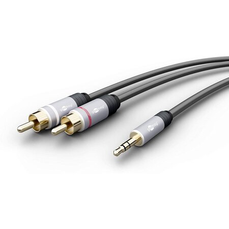 câble audio jack 3.5 mm male vers 2 RCA male 5m GOOBAY