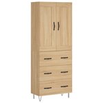 vidaXL Buffet haut Chêne sonoma 69 5x34x180 cm Bois d'ingénierie