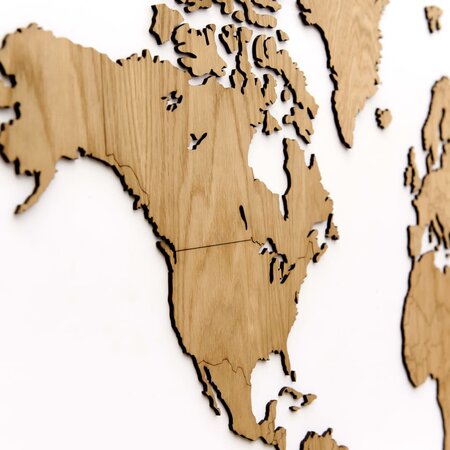 Carte du monde en bois - décoration murale Chêne