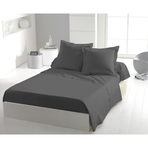 Drap plat microfibre 82 g - 180 x 290 cm - 1 personne - Anthracite
