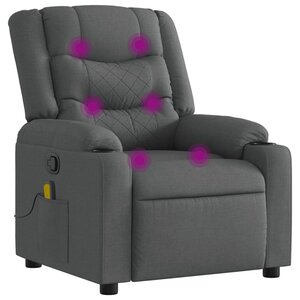 vidaXL Fauteuil de massage inclinable gris foncé tissu