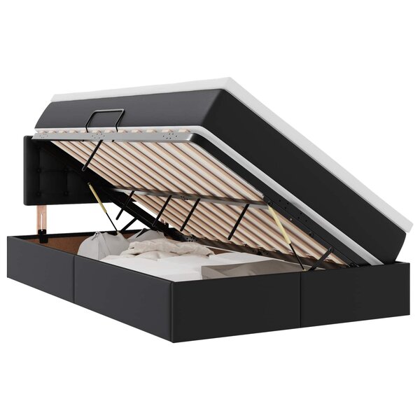 vidaXL Lit avec rangement et matelas Noir 120 x 200 cm Simili cuir