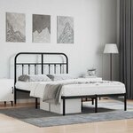 vidaXL Cadre de lit métal sans matelas avec tête de lit noir 120x200cm