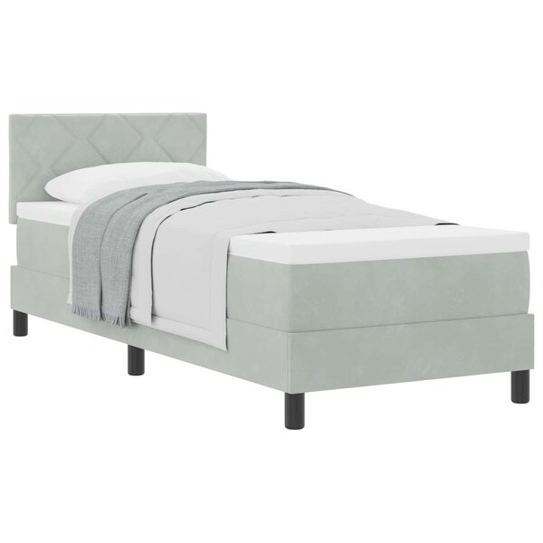 vidaXL Lit à ressorts avec matelas Gris clair 80 x 200 cm Velours