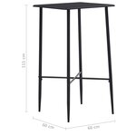 vidaXL Table de bar Noir 60x60x111 cm MDF