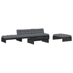 vidaXL Salon de jardin 5 Pièces avec coussins noir bois massif