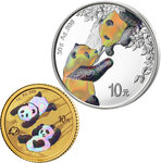 Pièce de monnaie en argent - or 10 yuan g 1 (au) - 30 (ag) millésime 2023 panda