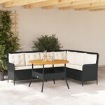 vidaXL Canapés de jardin 2 Pièces avec coussins Noir Résine tressée