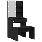 vidaXL Ensemble de table de maquillage LED 2 Pièces Chêne noir