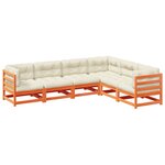 vidaXL Salon de jardin 6 Pièces avec coussins cire marron bois pin massif