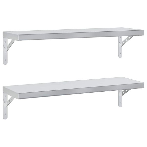 vidaXL Étagères murales 2 Pièces 75x23 5 cm argenté acier inoxydable
