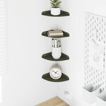 vidaXL Étagère flottante avec étagère 4 Pièces Vert olive 15 x 15 x 2 cm