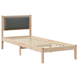 vidaXL Cadre de lit avec tête de lit Gris foncé 80 x 190 cm Pin massif