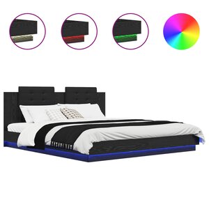 vidaXL Cadre de lit avec tête de lit Chêne noir 180 x 200 cm