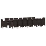 vidaXL Ensemble de salle à manger pour jardin 17 Pièces Marron