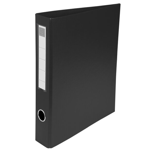 Classeur rembordé pvc 4 anneaux en d de 40mm en 3ème de couverture - a4 maxi - noir - x 15 - exacompta