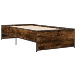 vidaXL Cadre de lit chêne fumé 90x200 cm bois d'ingénierie et métal