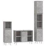 vidaXL Ensemble de meubles de salle de bain 3 Pièces gris béton