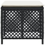 vidaXL Tabourets de jardin et coussins lot de 4 noir 41x41x36 cm rotin