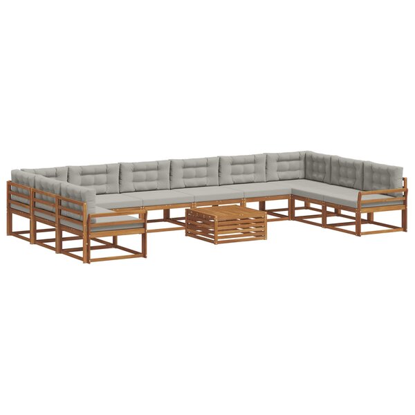 vidaXL Ensemble de canapés d'extérieur 11 Pièces Gris Naturel et Clair