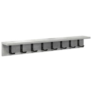 vidaXL Porte-manteau mural avec étagère Gris béton 80 x 10.5 x 10.5 cm
