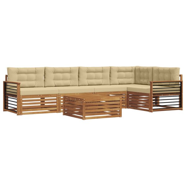 vidaXL Ensemble de canapés d'extérieur 6 pc Naturel et Beige