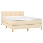 vidaXL Sommier à lattes de lit avec matelas LED Crème 140x200 cm Tissu