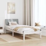 vidaXL Cadre de lit Blanc et gris clair 75 x 190 cm Bois massif en pin