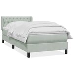 vidaXL Sommier à lattes de lit et matelas gris clair 90x210 cm velours