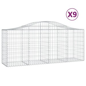 vidaXL Paniers à gabions arqués 9 Pièces 200x50x80/100 cm Fer galvanisé