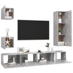 vidaXL Ensemble de meuble TV 5 Pièces Gris béton Bois d'ingénierie
