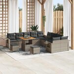 vidaXL Ensemble de canapé de jardin 13 Pièces Gris polyrotin