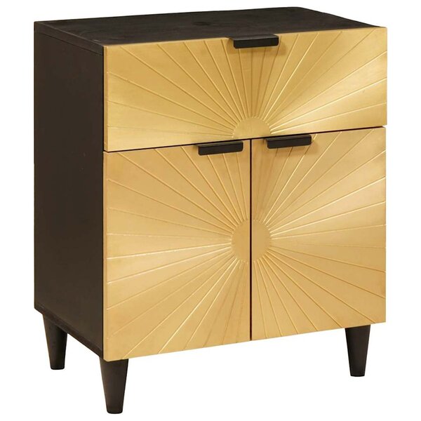 vidaXL Table de chevet avec tiroir Noir et or 50 x 33 x 60 cm