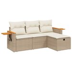 vidaXL Salon de jardin avec coussins 4 Pièces beige résine tressée
