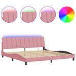 vidaXL Cadre de lit avec lumières LED rose 200x200 cm velours