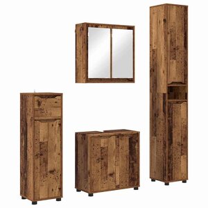 vidaXL Ensemble de mobilier de salle de bain 4 Pièces Bois Ancien
