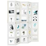 vidaXL Cloison de séparation 5 panneaux blanc bois de paulownia massif