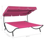 vidaXL Lit de repos d'extérieur avec auvent rose