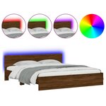 vidaXL Cadre de lit avec LED sans matelas chêne marron 180x200 cm