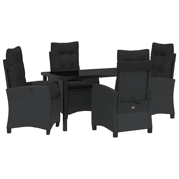 vidaXL Ensemble de salle à manger pour jardin 5 Pièces Noir polyrotin