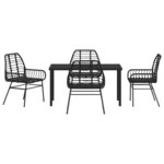 vidaXL Ensemble de salle à manger pour jardin 5 Pièces Noir polyrotin