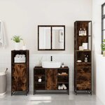 vidaXL Ensemble de meubles de salle de bain 3 Pièces Chêne fumé