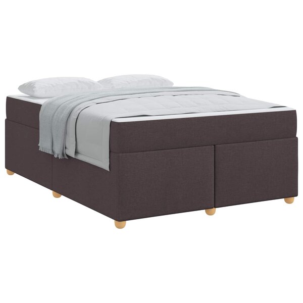 vidaXL Cadre de lit avec matelas Marron foncé 160 x 200 cm tissu