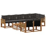 vidaXL Ensemble de canapés d'extérieur 9 pc Naturel et noir