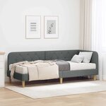 vidaXL Cadre de lit d'angle avec matelas Gris foncé 80 x 200 cm tissu