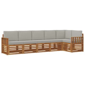 vidaXL Ensemble de canapés d'extérieur 6 pc Gris Naturel et Clair